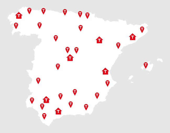 mapa Delegaciones de TEMA en España